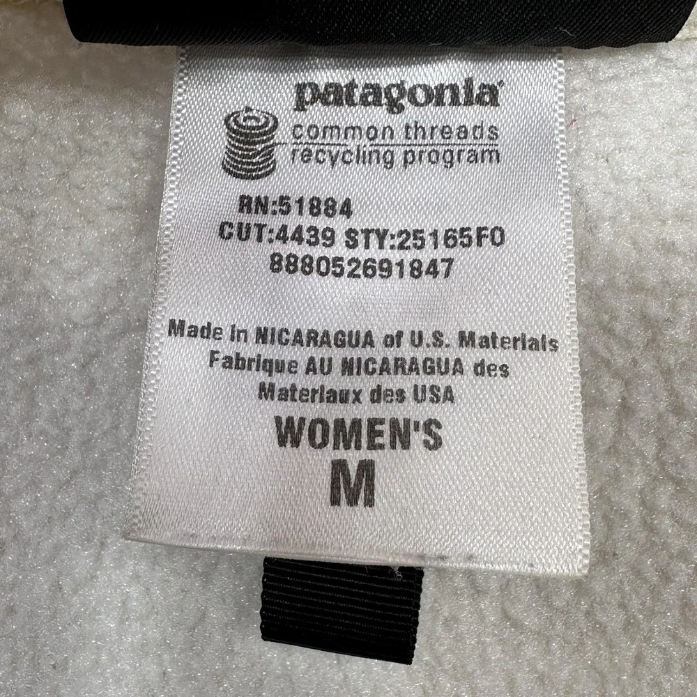 Patagonia Synchilla Fleece Vest Womens Medium Off White Zip Pockets 25165 F0